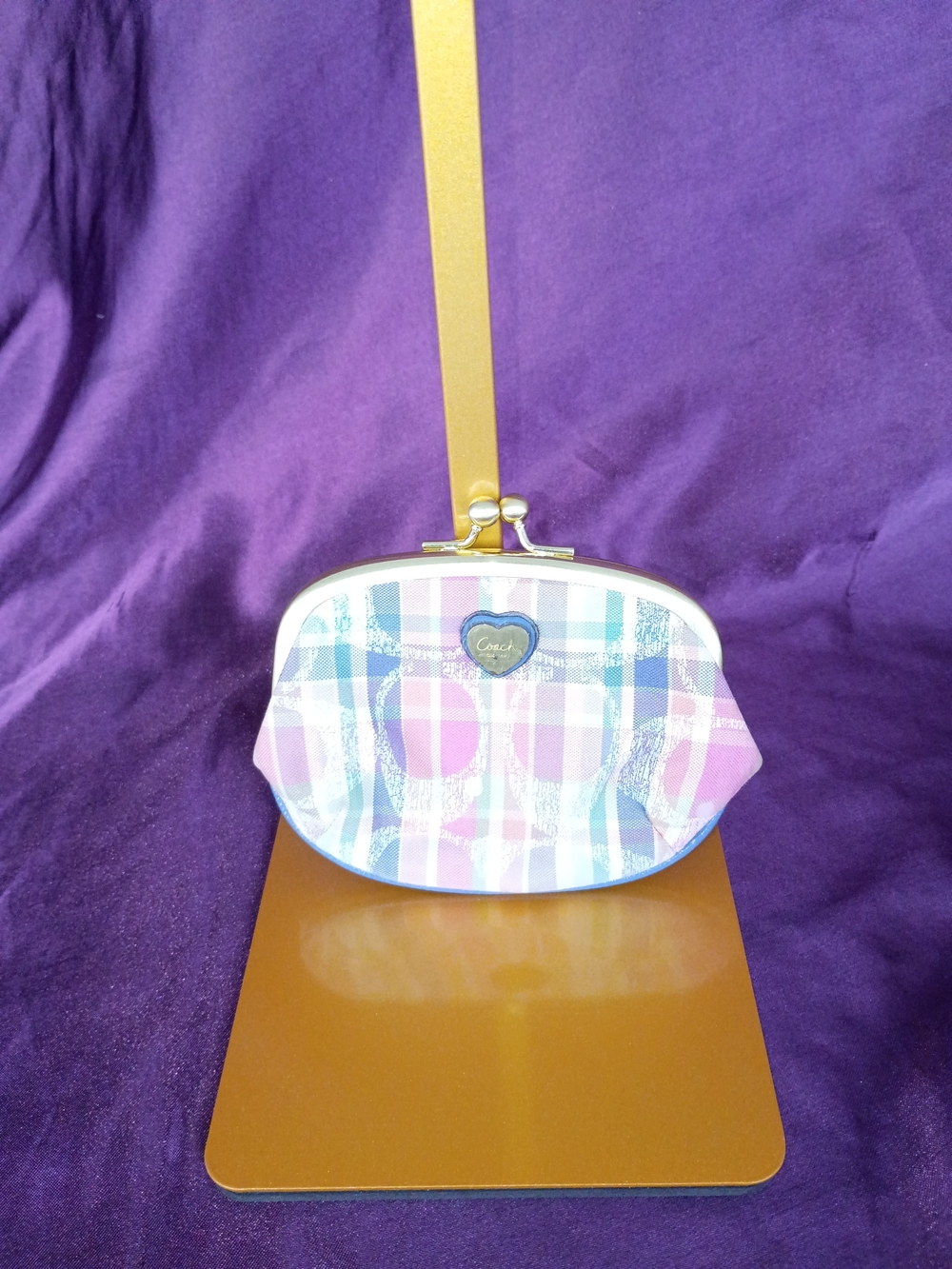 Coach Madras Kisslock Coin Pouch 🩷💜🩵 - Picture 11 of 13